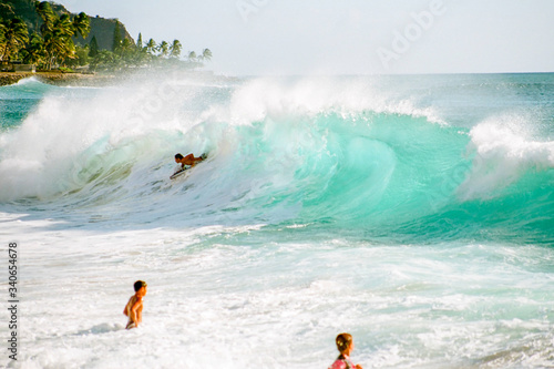 Surfing Big Waves in Oahu