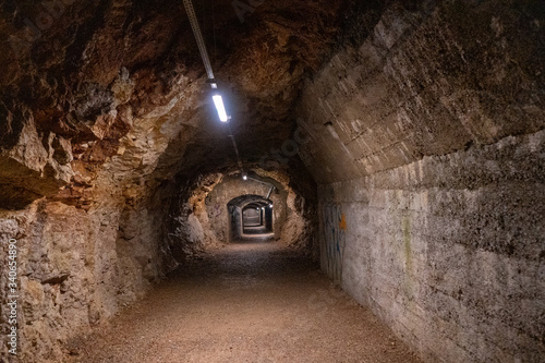 Tunnel in Rijeka, Croatia. Also known as TunelRi. Now this pedestrian tunnel is popular tourist attraction. June 2019