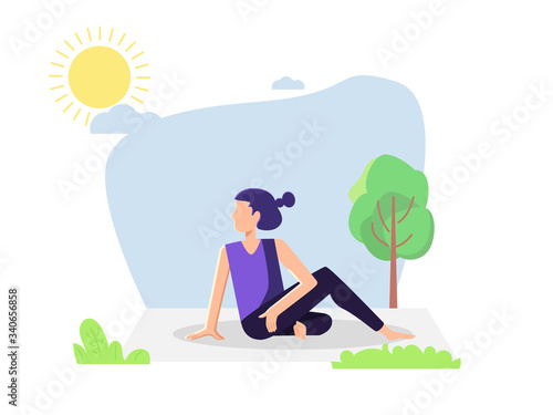 A woman doing yoga in the morning sun to get vitamin d