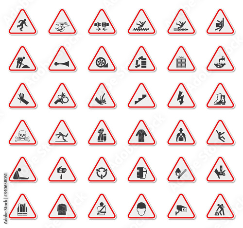 Free Download Warning Hazard Symbols labels Sign Isolate on White Background,Vector Illustration - GFXLoad