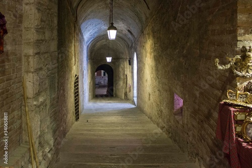 narrow alley inside Rocca Paolina building in Perugia