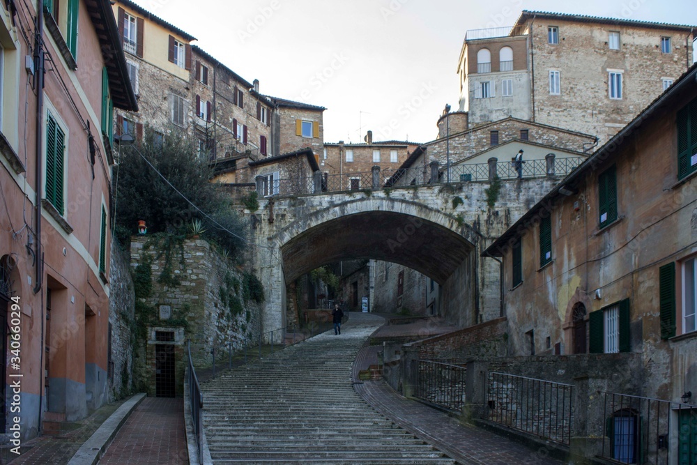The ancient pedestrian aqueduct street of Perugia, Italy