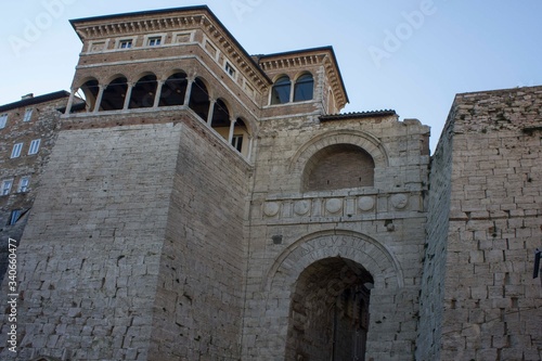 The historical building called Etruscan Arch in Perugia, Italy