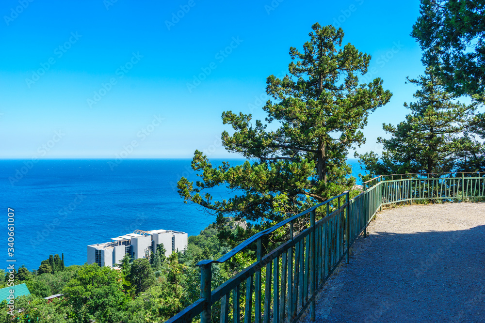 Walking trail along the Black Sea coast near Yalta, in Crimea