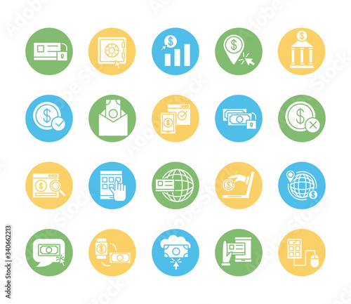 bundle of online banking set icons