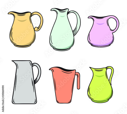 Vector illustration set of colorful Jugs