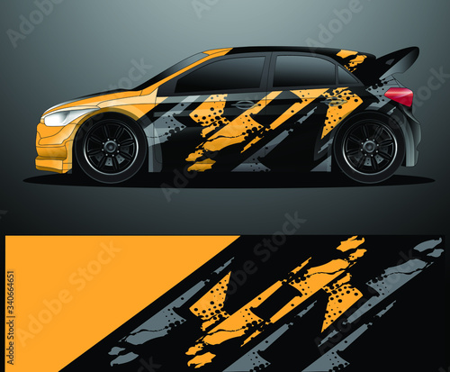 Rally car decal graphic wrap vector, abstract background