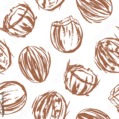 Hand drawn coconut seamless patetrn
