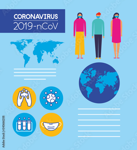 covid19 pandemic infographics with earth planet