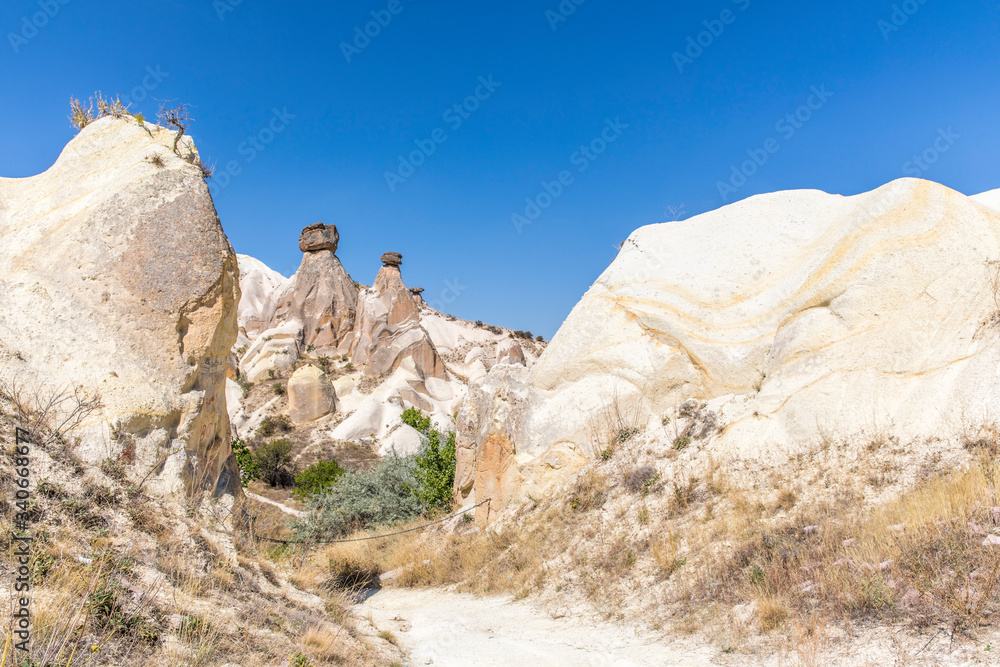 Cappadocia in Turkey with the three beautiful volcanic formation, three beautiful Cappadocia , Turkey.