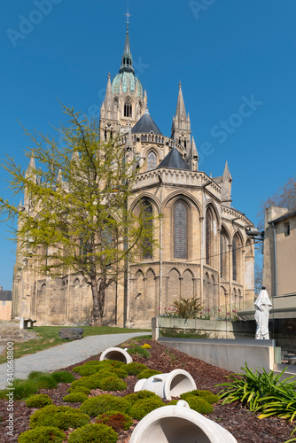 a vertical view of the cathedral of Bayeux in Normandy