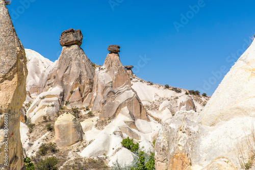 Cappadocia in Turkey with the three beautiful volcanic formation, three beautiful Cappadocia , Turkey. photo