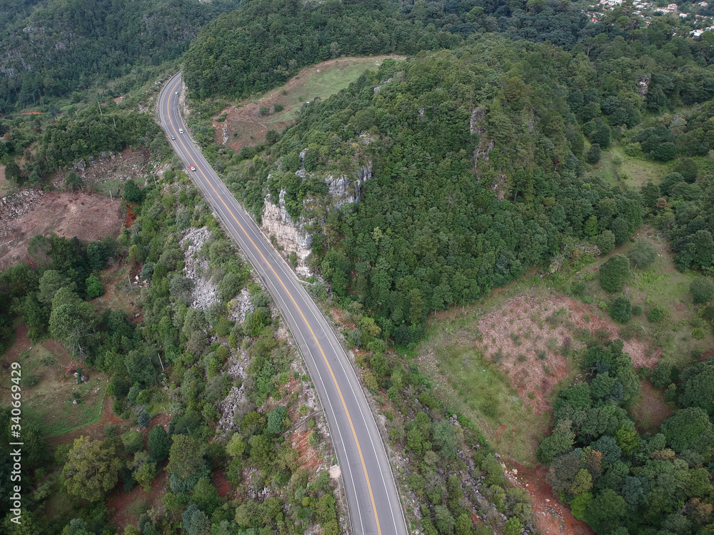aerial view of the road