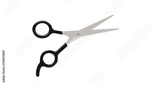 Black Scissors for Hairdresser, Vector Illustration 