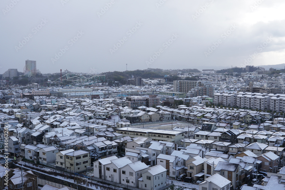 枚方市住宅街の積雪風景