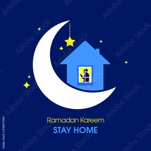 May Ramadan be blessed worship at home
coronavirus protection vector