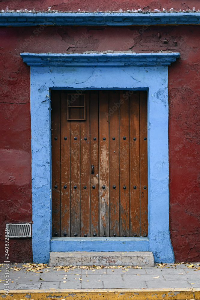 old wooden door in old town