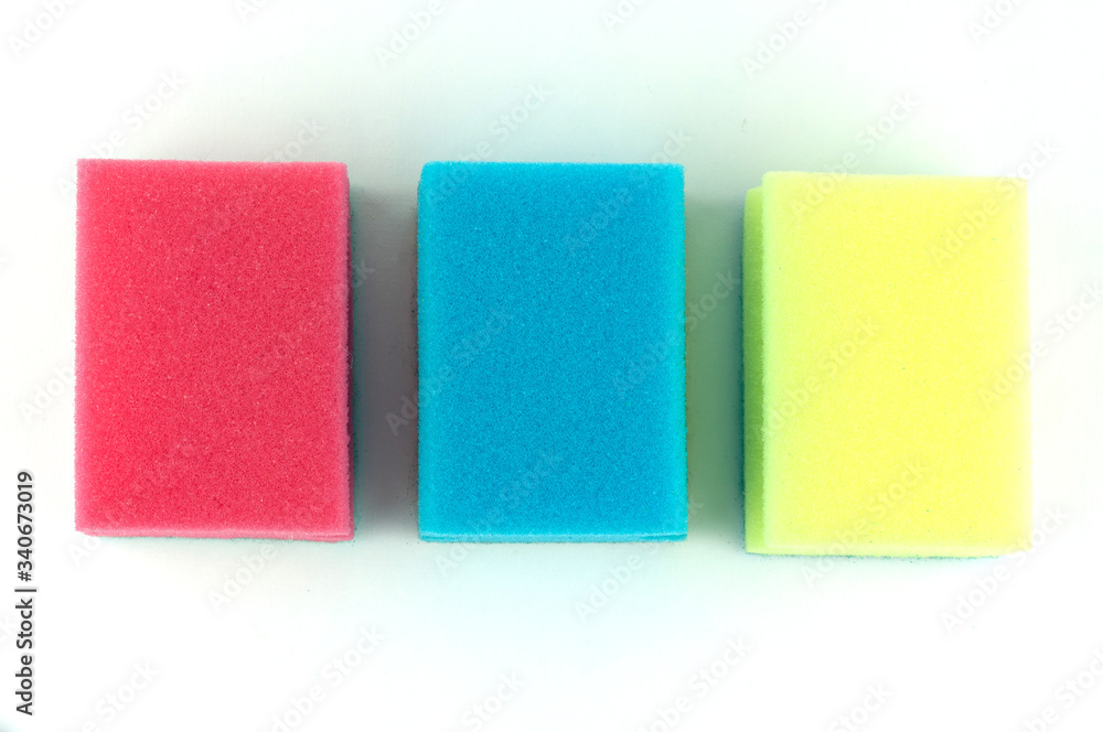 dish washing sponges on a white background dish washing sponges on a white background