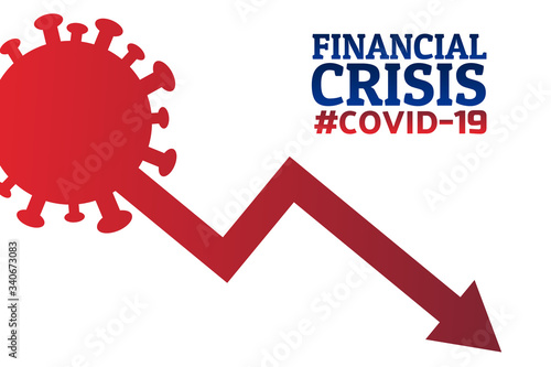 Financial crisis concept. Template for background, banner, poster with text inscription. Vector EPS10 illustration.
