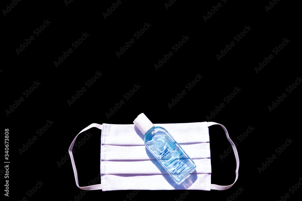 Masque et gel hydroalcoolique pour la protection contre virus, allergie — free download
