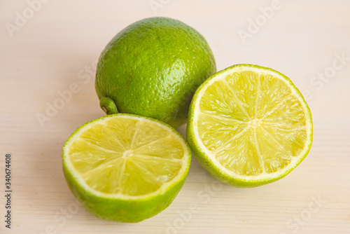 Cut lime on a cutting board