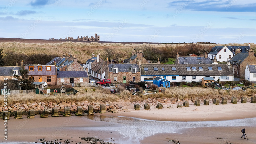 Cruden Bay with Ruined Castle in the Backdrop