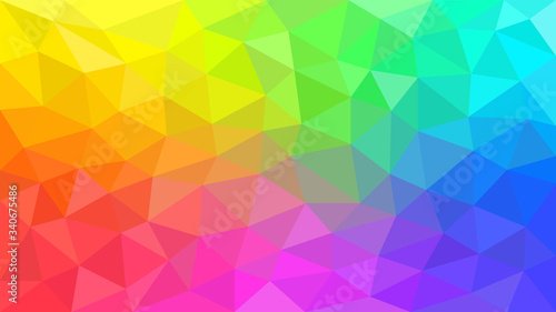 Multicolor rainbow low poly background. Abstract random vector background from triangles. Polygonal design. Vector illustration