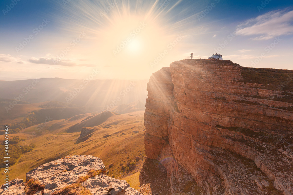 Fototapeta premium Mountain autumn. Bermamyt plateau, sunset