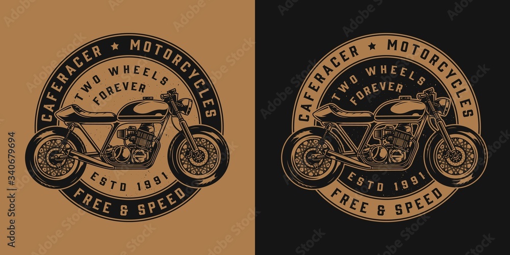 Vintage motorcycle round emblem