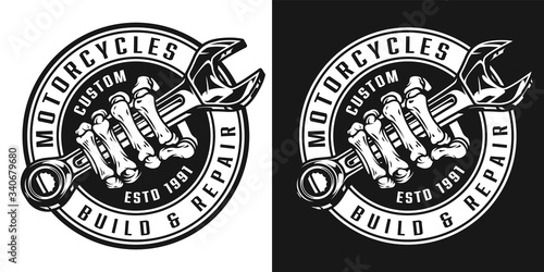 Vintage custom motorcycle round badge