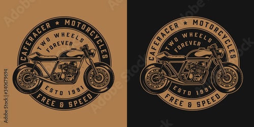 Vintage motorcycle round emblem