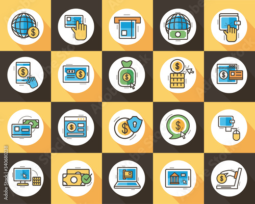 bundle of online banking set icons