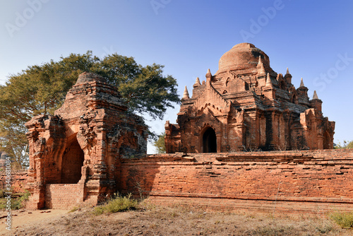 view to the ruins at the valley of Bagan with its ancient buddhist pagodas, Myanmar (Burma)