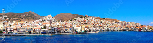 superb panoramic view of the city of Ermoupoli, "the city of Hermes", is the capital city of Syros, beautiful Cyclades island in the heart of the Aegean Sea