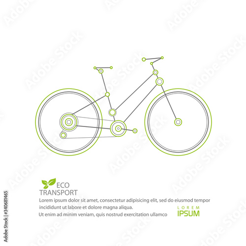 Electric bike.Bicycle on a white background  .Healthy lifestyl.Vector illustration	