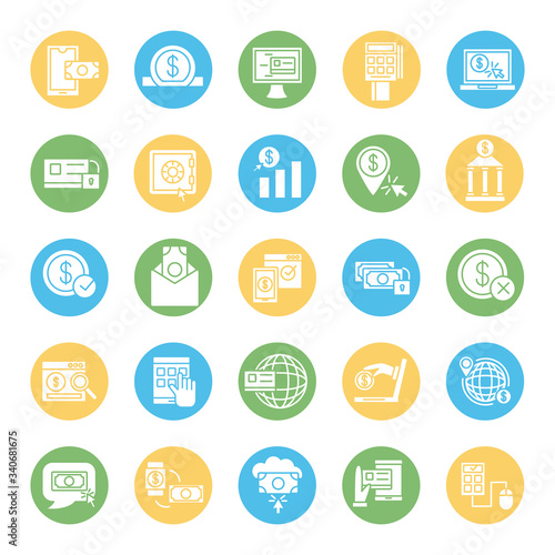 bundle of online banking set icons