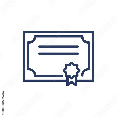 Certificate thin line icon. Seal, diploma, award isolated outline sign. Triumph or achievement concept. Vector illustration symbol element for web design and apps