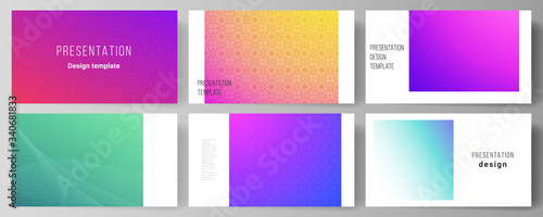 The minimalistic abstract vector illustration of the editable layout of the presentation slides design business templates. Abstract geometric pattern with colorful gradient business background.