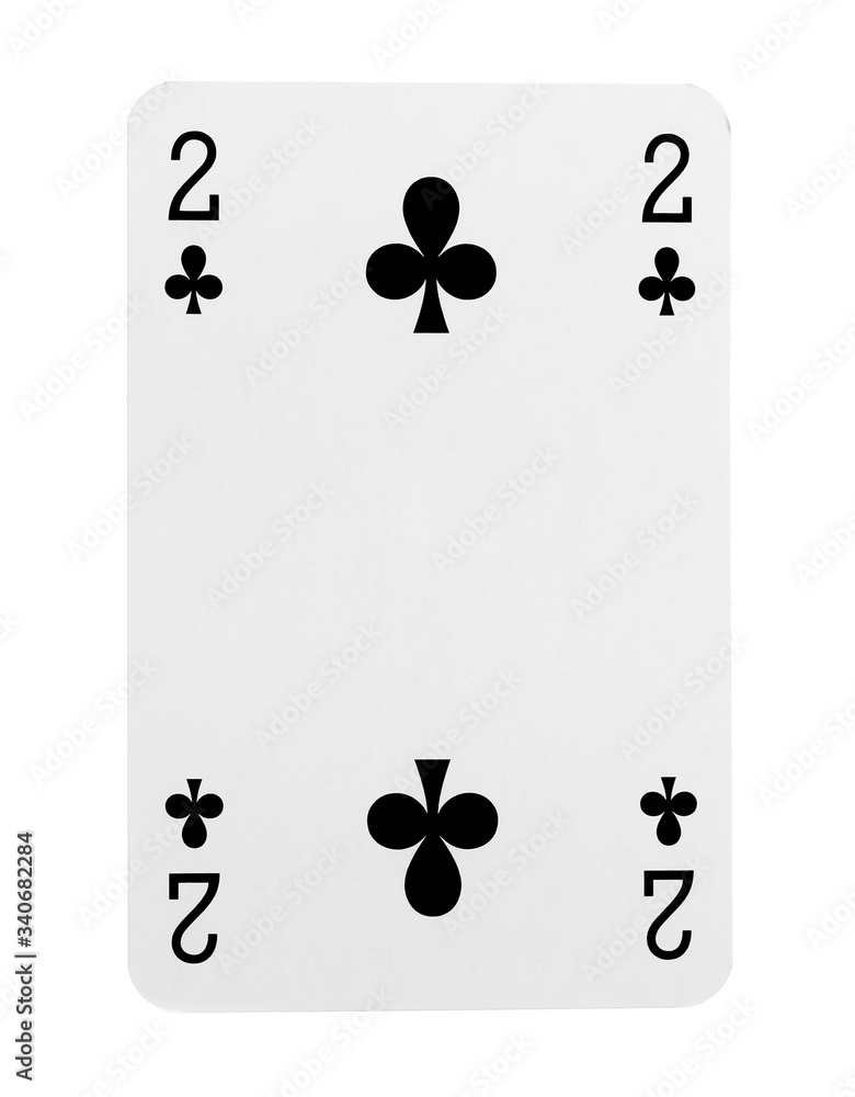 Playing black clubs card for poker, gambling and casinos, isolated on white background with clipping path Playing black clubs card for poker, gambling and casinos, isolated on white background with clipping path