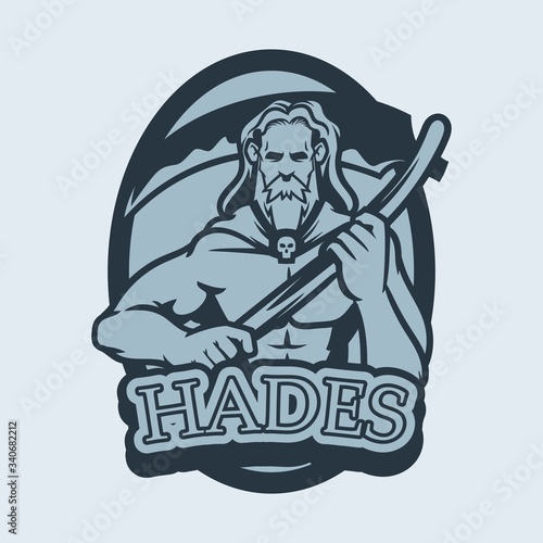 Hand drawn illustrations ancient Greek myths. Hades the ancient Greek god of the underworld. Hades, the god of the dead and the king. Greek god and goddess vector illustration series.