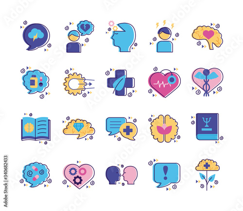 bundle of mental health set icons