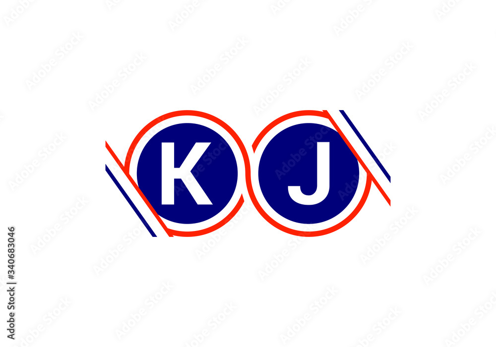 Initial Monogram Letter K J Logo Design Vector Template. KJ Letter Logo Design Initial Monogram Letter K J Logo Design Vector Template. KJ Letter Logo Design