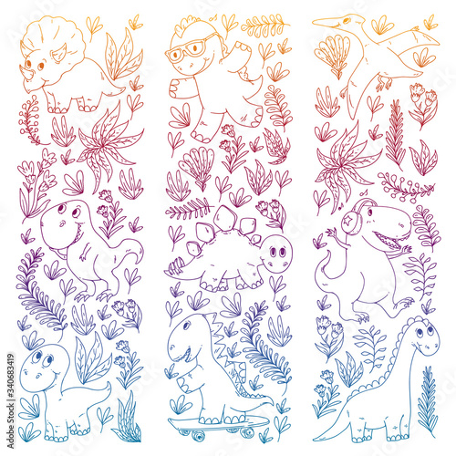 Dinosaurs, dino. Vector pattern kids fabric, textile, nursery wallpaper. Illustration for children. photo