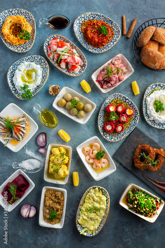 Appetizers and snacks that go well next to Turkish raki photo