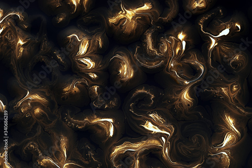 gold spotted stains of paint on a black background photo