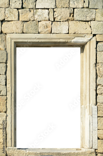 Wallpaper Mural ancient doorway without door in brick home wall isolated on white background Old greek architecture building Design mockup Vertical view Torontodigital.ca