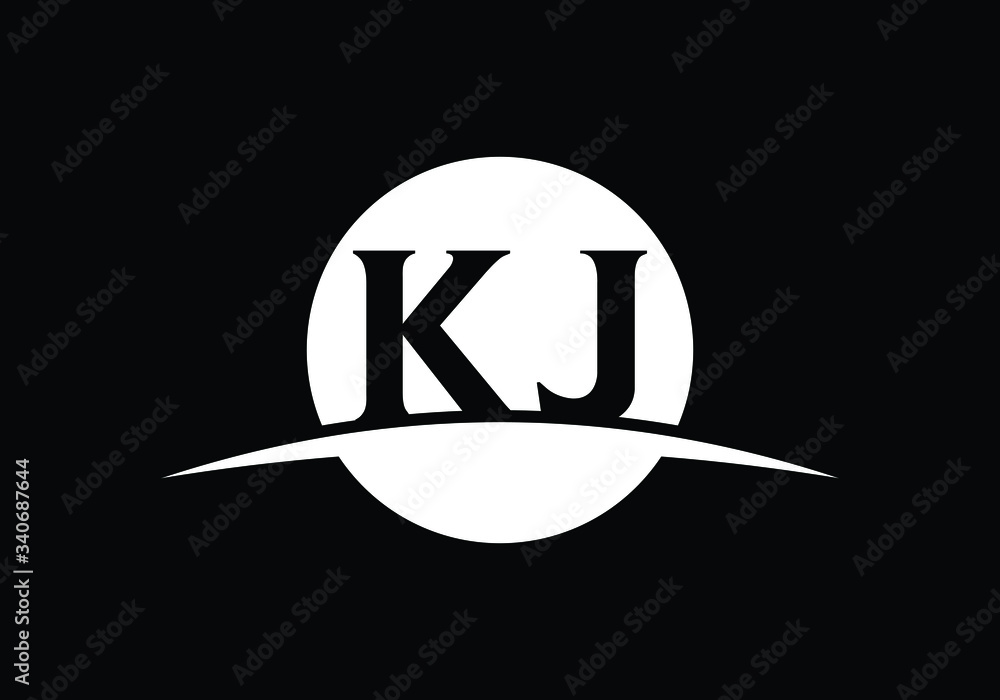Initial Monogram Letter K J Logo Design Vector Template. KJ Letter Logo Design Initial Monogram Letter K J Logo Design Vector Template. KJ Letter Logo Design