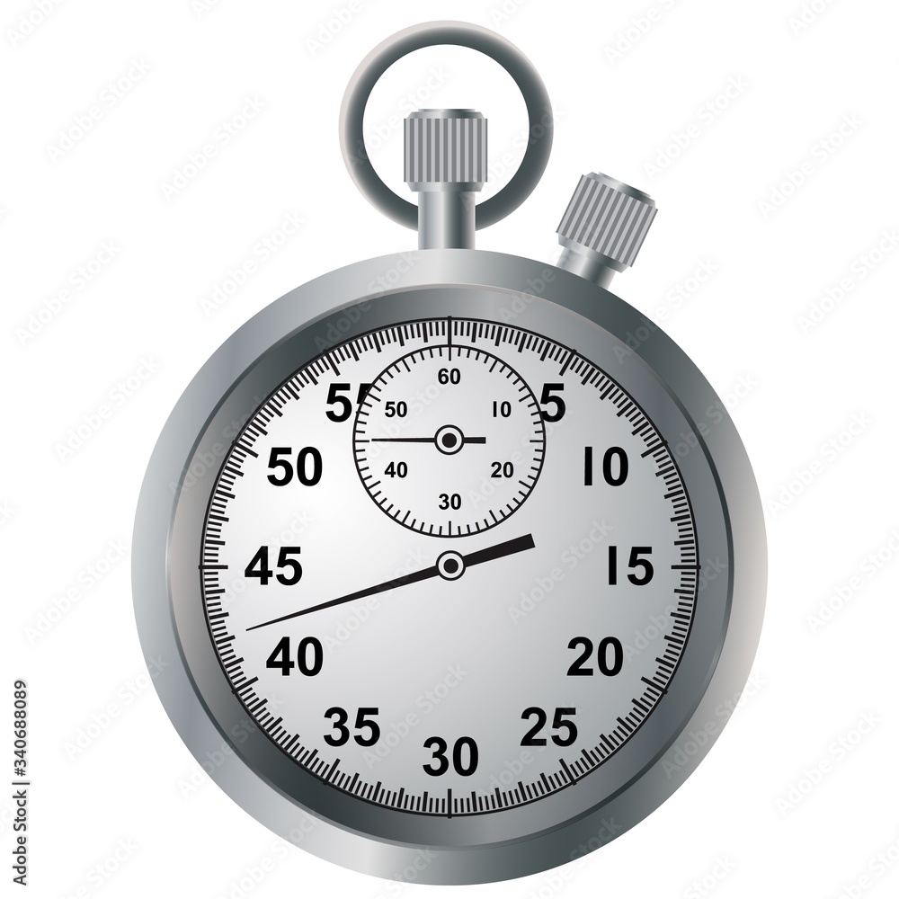 Old arrow stopwatch. Device for accurate measurement of time intervals. On a white background. Vector illustration. Old arrow stopwatch. Device for accurate measurement of time intervals. On a white background. Vector illustration.