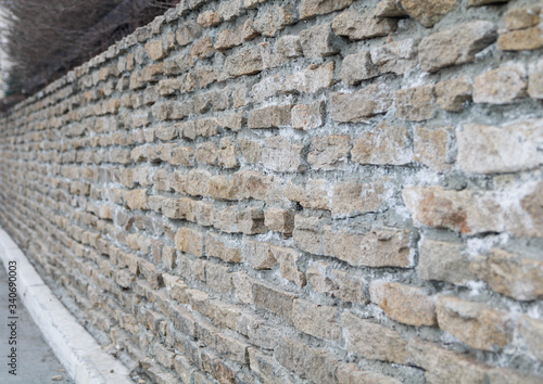 gray masonry wall in perspective background