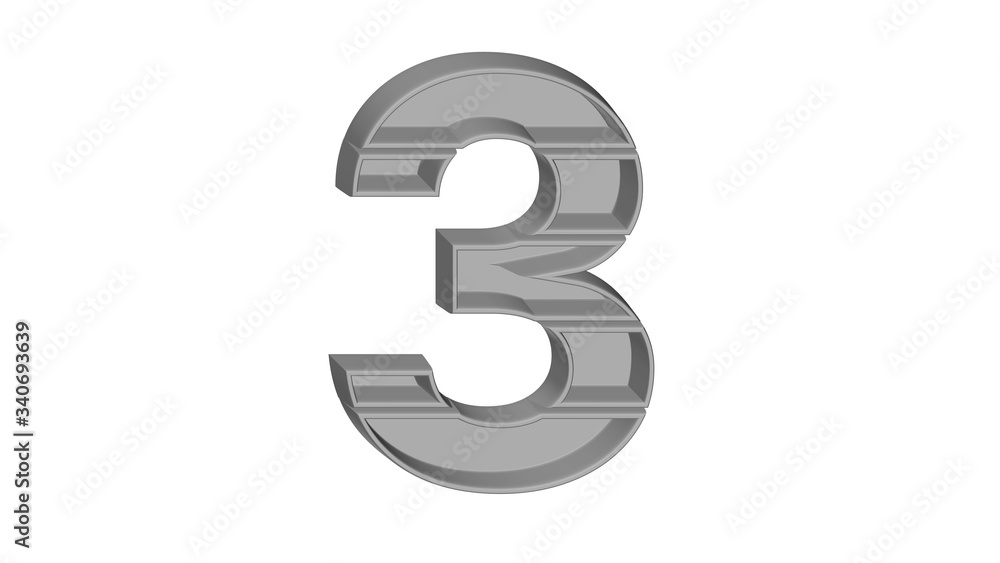 Fototapeta premium 3D NUMBER MADE OF GRAY 5 STAGED EMPTY BOX : 3 THREE